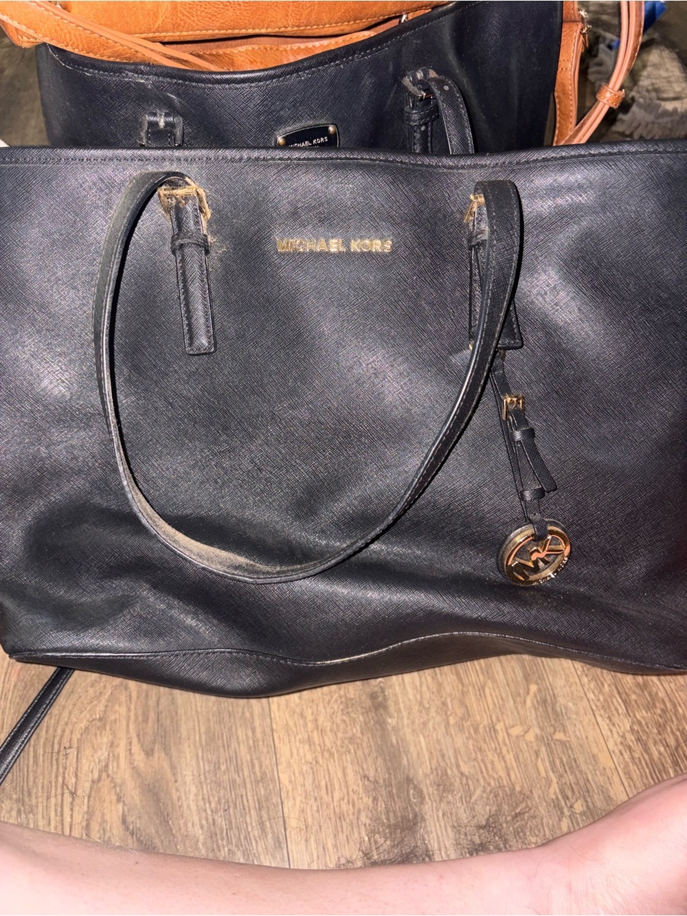 Michael Kors Black Tote with Gold MK Charm